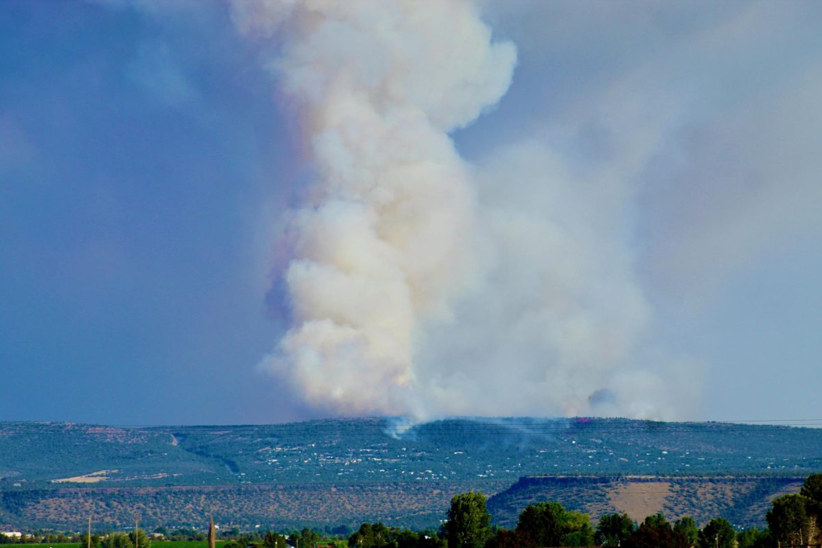 The Highlands Wildfire smoke plume as seen from approximately 15 miles away.