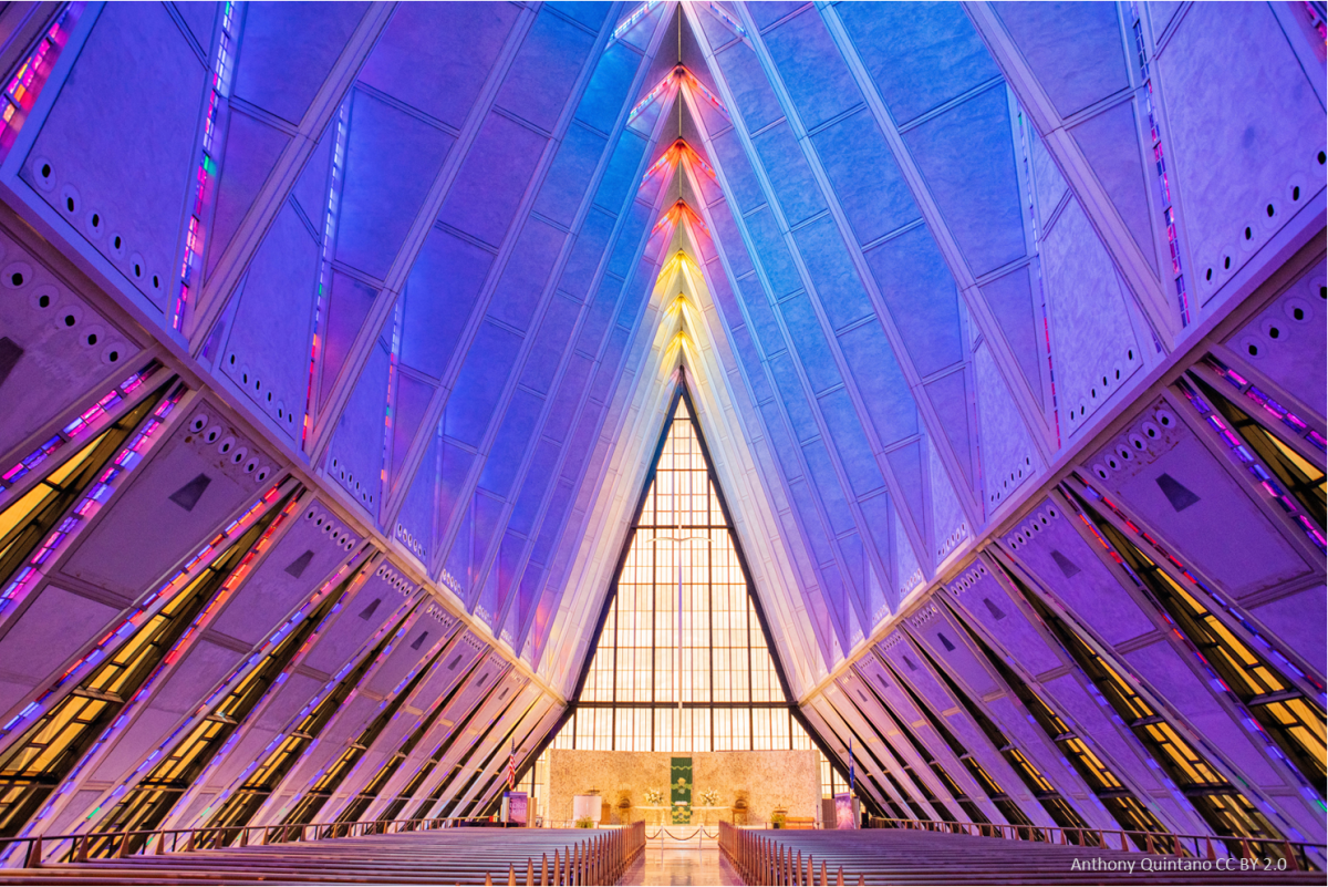 The United States Air Force Academy Cadet Chapel, representing the shared spiritual heritage of the aviation and space communities. (Photo Credit: Anthony Quintano / CC BY 2.0)